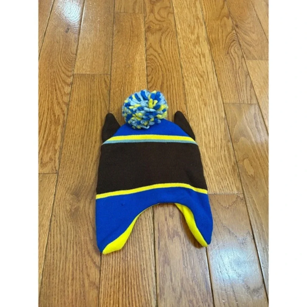 Nickelodeon Paw Patrol Chase Kids Peruvian Beanie Hat Blue Fleece‎ Lined Pom Pom